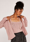 Cable Knit Cardigan, Pink, large