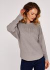 Stud Embellished Batwing Jumper, Grey, large
