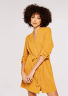 Tetra-Tie Mini Shirt Dress, Mustard, large