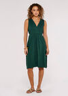 Linen Blend Wrap Mini Dress, Green, large