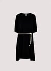 Linen-Cotton Mini Dress, Black, large