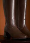 Tall Heeled Chelsea Boots, Brown, large