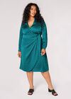Curve Geometric Satin Midi Dress, Blue, large