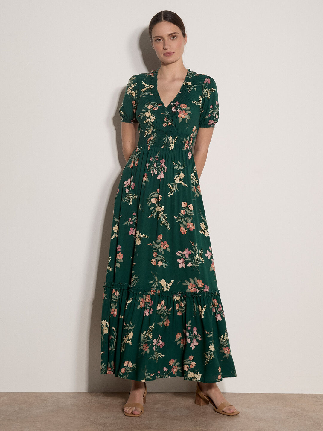 apricot green maxi dress Watercolour Floral Ditsy dress