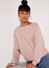 Cable Stripe Batwing Aran Jumper, Pink, large