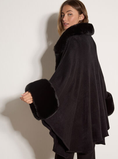 Faux Fur Trimmed Cape