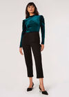 Velvet Rouched Shoulder Top, Green, large