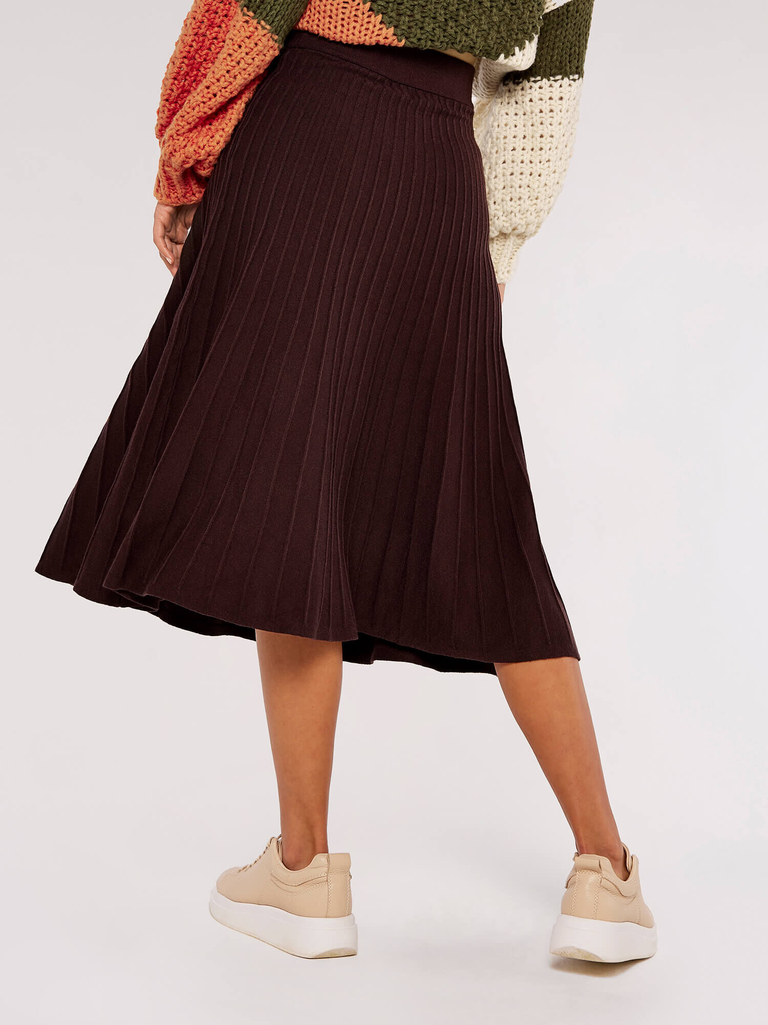 Pleated midi skirt brown shop