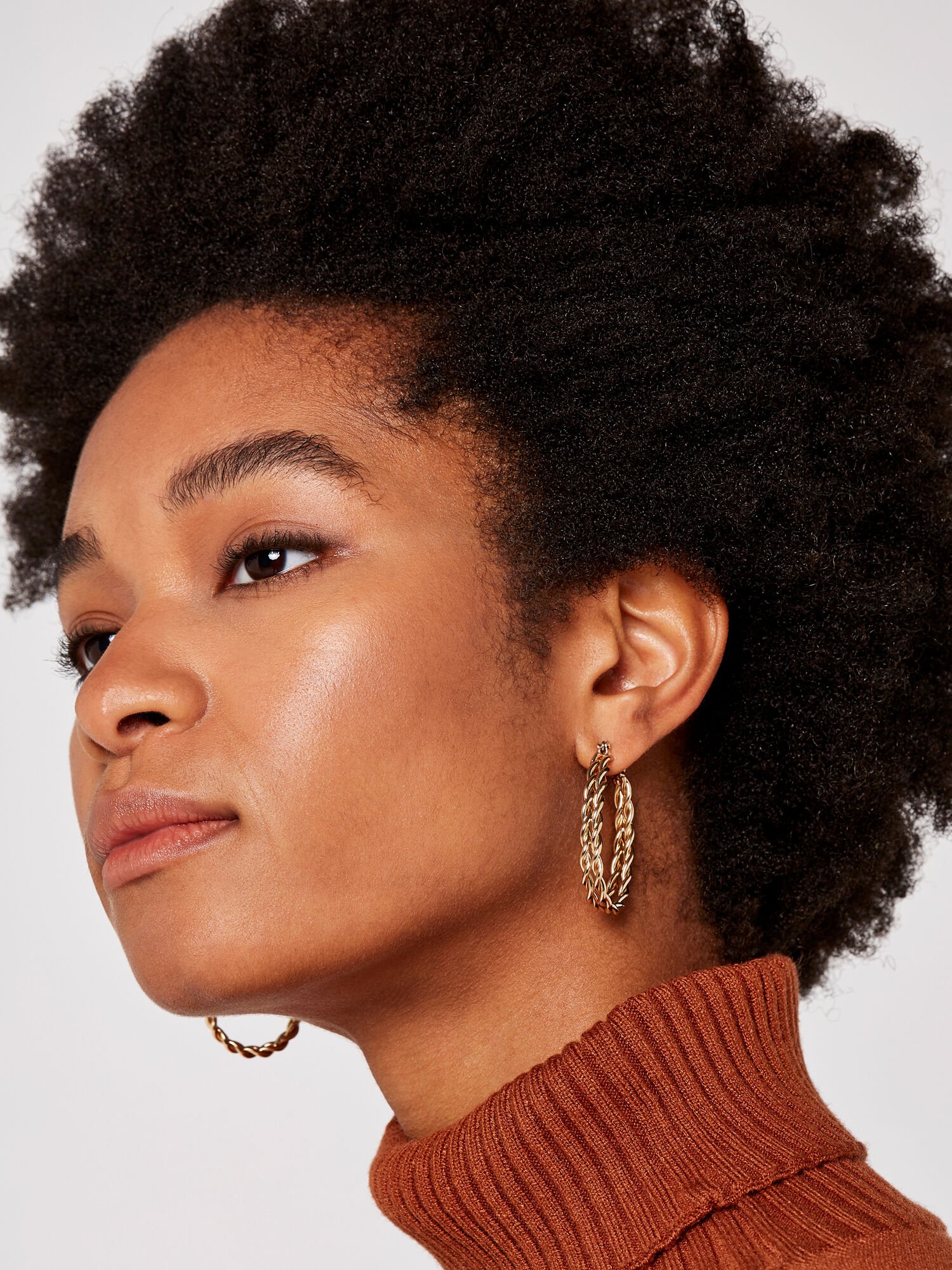 Double Twist Hoop Earrings Apricot Clothing