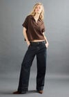 Pinstripe Wide-Leg Denim Jeans, Navy, large