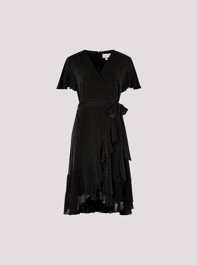 Sparkle Wrap Ruffle Mini Dress