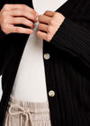 Ribbed Button Down Cardigan, Black, large