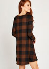 Gingham Long Sleeve Swing Dress, Rust, large
