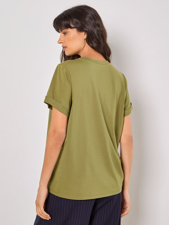 Cotton Modal T-Shirt, Khaki, large