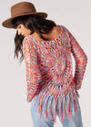 Multi-Coloured Fringed Crochet Top, Pink, large