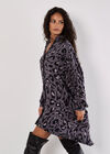 Cheetah Oversized Shirt Mini Dress, Grey, large