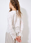 Embroidered Daisies Lace Hem Top, White, large