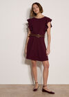Jersey Crepe Mini Dress, Burgundy, large