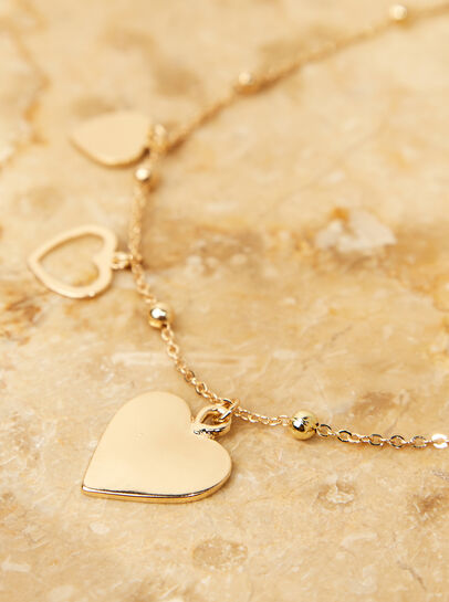 Gold Tone Multiple Heart Pendant Necklace