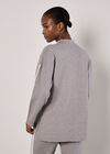Mock Neck Mono Stripe Jumper, Grey, large