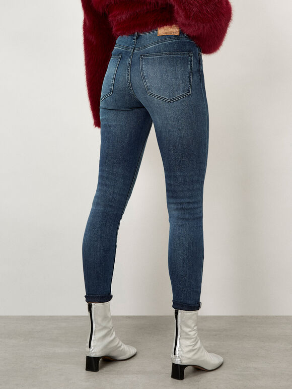 Sienna Glitter Sparkle Skinny Jeans, Navy, large