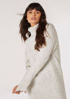 Chunky Roll Neck Jumper Mini Dress, Grey, large