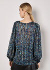 Paisley Sparkle Self Stripe Blouse, Navy, large