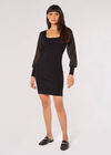 Bodycon Knitted Mini Dress, Black, large