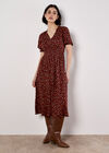 Ditsy Floral Smocked Midi Dress, Burgundy, large