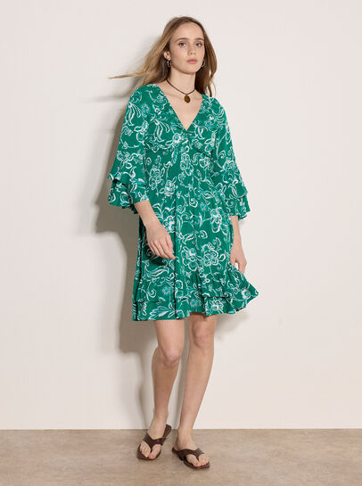 Floral Smocked Ruffle Mini Dress