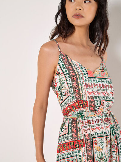 Tropical Print Camisole Midi Dress