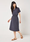 Batik Tile Shirt Midi Dress, Navy, large