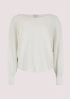 Rib Batwing Crop Jumper, Cream, large