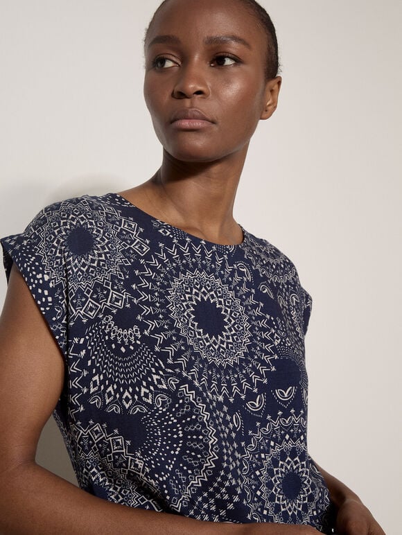 Kaleidoscope Woven T-Shirt, Navy, large