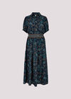 Paisley Shirt Midi Dress, Navy, large