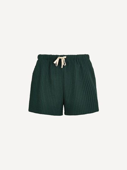Waffle Knit Cotton Mini Shorts