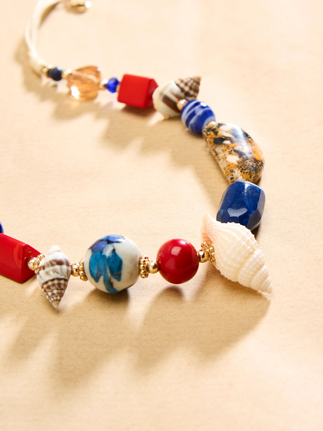 Image of Beaded Leaf Cord Necklace