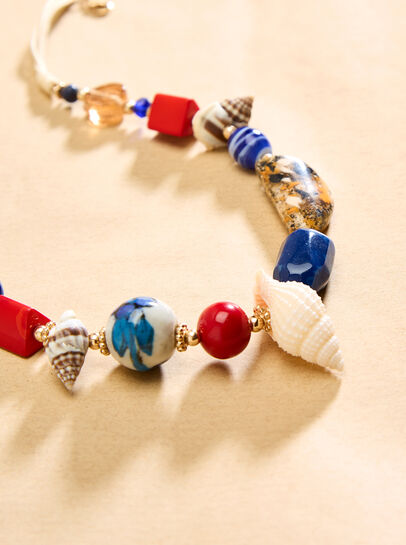 Beaded Leaf Cord Necklace