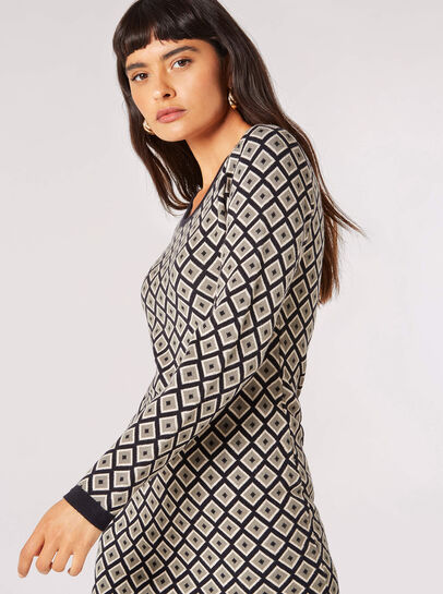 Geo Diamond Knit Mini Dress