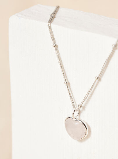 Silver Blue Stone Heart Necklace