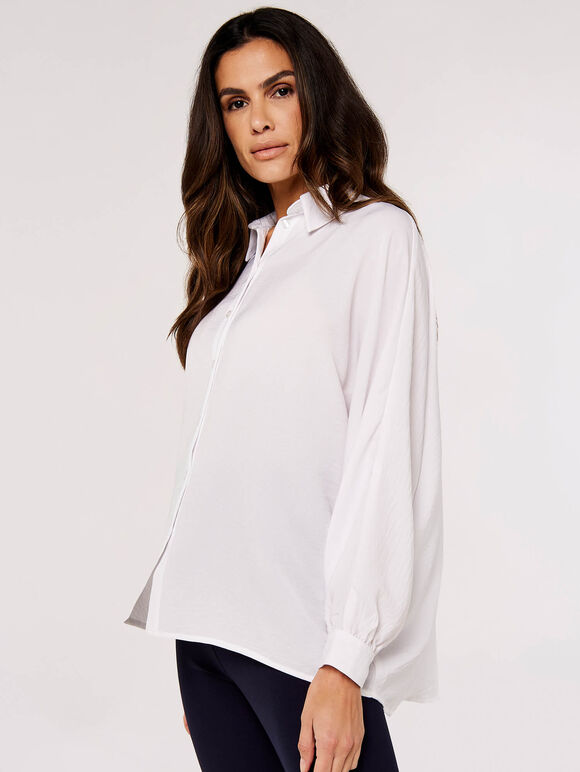 Oversized Batwing Shirt, Cream, large