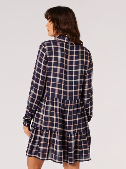Check Print Shirt Mini Dress