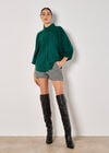 Seam Detail Puff Sleeve Shirt, Green, large