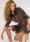 Patchwork Shirt Mini Dress, Rust, large