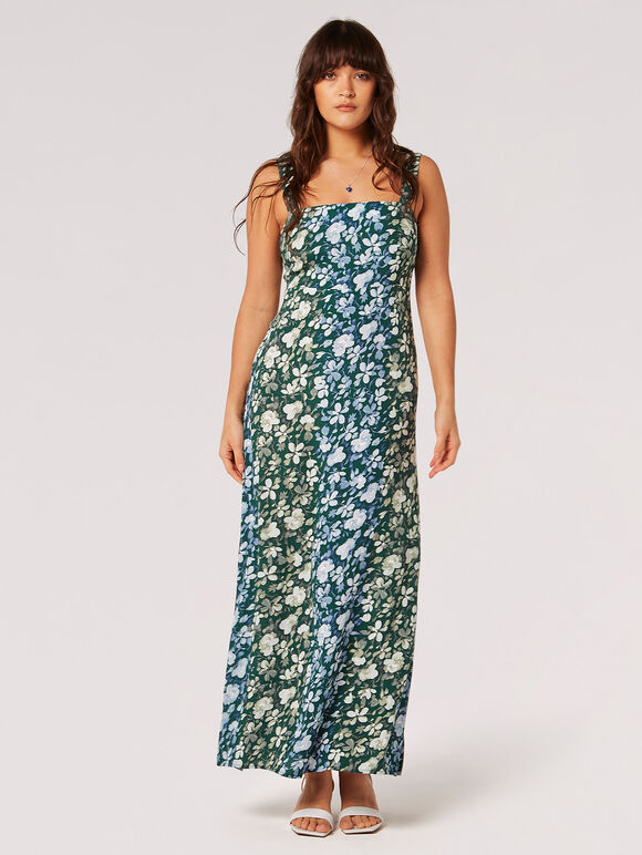 Floral Rose Ombre Camisole Maxi Dress, Green, large