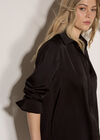 Oversized Satin Shirt, Black, large