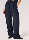 Textured Pinstripe Cargo Trousers, Navy, large