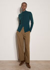 Fine Knit Ruched Cardigan, Teal, large
