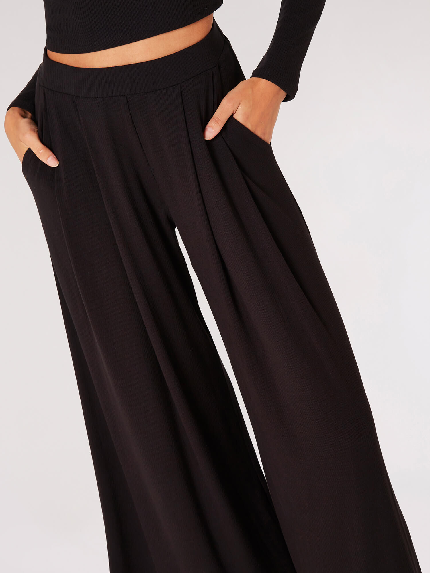 Ribbed Knit Palazzo Trousers