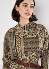 Ikat Patchwork Oversized Jumper Mini Dress, Khaki, large